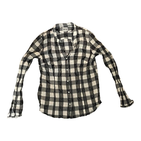 Converse Tops - Converse One Star Women's Black & White Plaid Long Sleeve Button Up Shirt Size L